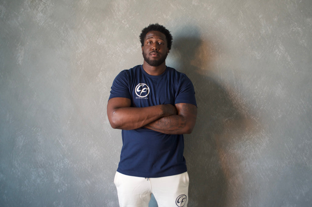 Navy Blue "cf" Corner Logo T shirt