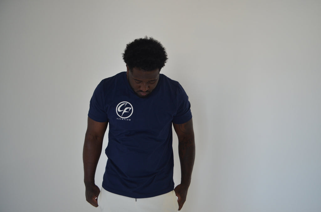Navy Blue "cf" Corner Logo T shirt